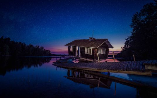 The tilted sauna also know as the "Drunken Sauna".